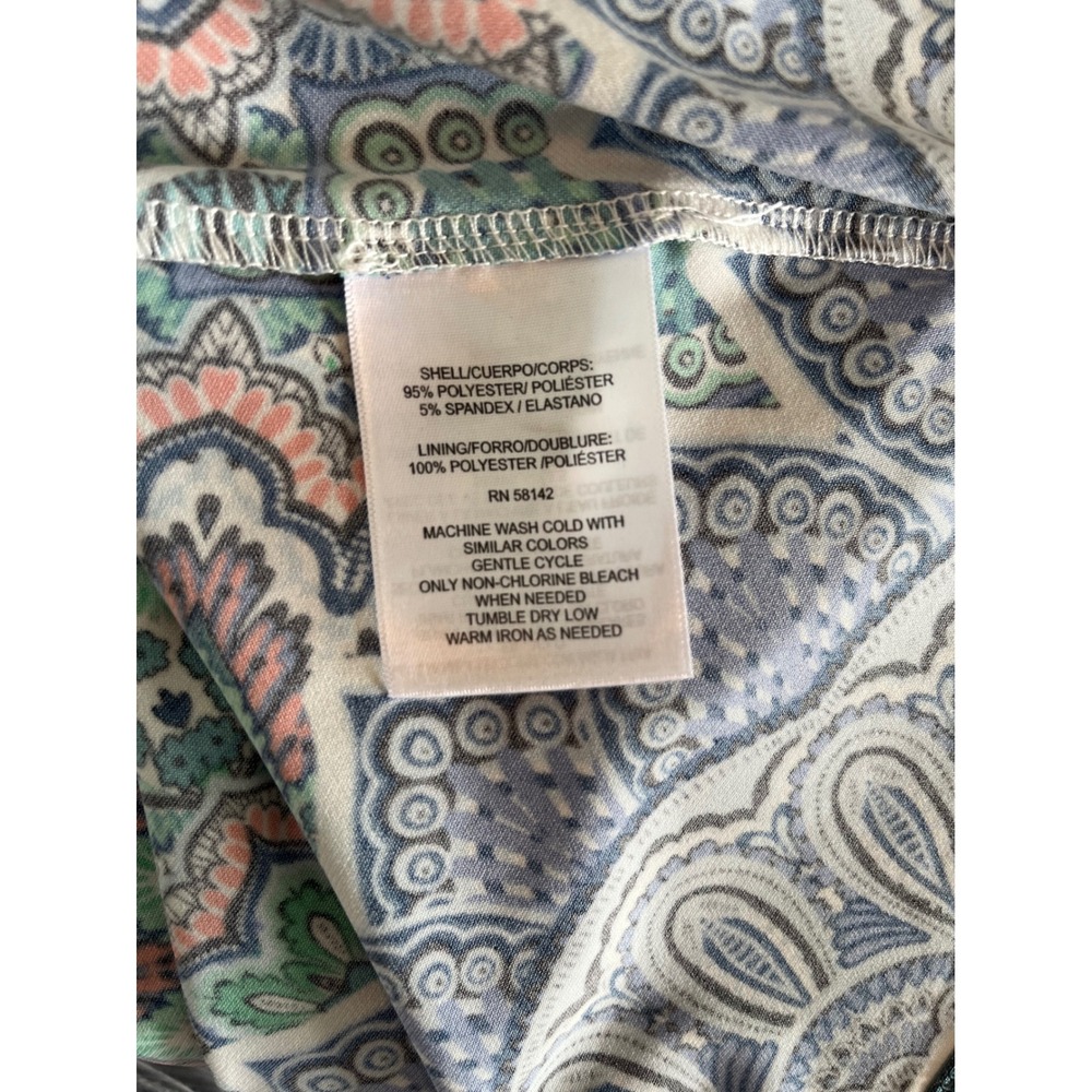 London Times Dress Womens 10 Blue Green Mandala Handkerchief Hem Sleeveless - Picture 4 of 9